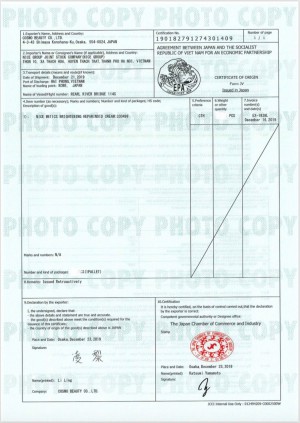 Chứng nhận nguồn gốc xuất xứ Certificate Of Origin (chứng nhận hàng xuất khẩu)